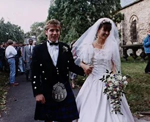 Ally McCoist wife Allison wedding Highland dress kilt bride bouquet