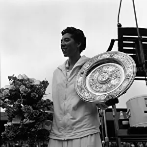 Althea Gibson, winner of the Wimbledon Ladies Singles final. 6th July 1958