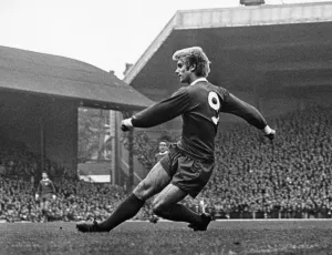 Alun Evans in action for Liverpool during the League Division One match against Leicester