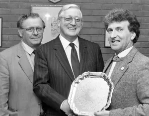 Chairman Prints: Alvechurch reserve team manager Ivor Chambers is presented with the Midland Combination