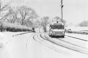00074 Prints: An ambulance speeds to an emergency call-out on the Greenside to Chopwell Road in