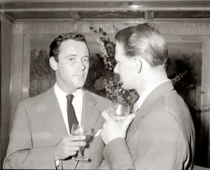 White Wine Prints: American actor Jack Lemmon drinking a glass of wine during a during a press reception