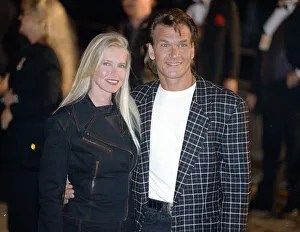 American actor Patrick Swayze arrives for the grand opening of the Planet Hollywood