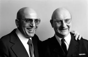 American actor Telly Savalas (left) who plays Kojak in the television series