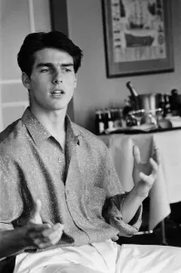American actor Tom Cruise answers questions during an interview in his hotel suite on a