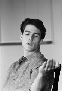 American actor Tom Cruise answers questions during an interview in his hotel suite on a