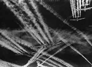 Usaaf Prints: An American bomber of the United States Army Force involved in an aerial battle over