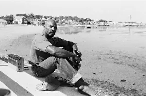 American boxer Marvin Hagler relaxes with a flute ahead of his title challenge against