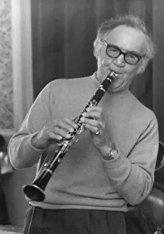 American clarinetist Benny Goodman seen here rehearsing for a Albert Hall concert