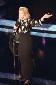 American Comedian Joan Rivers on stage, 7th June 1992