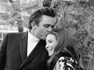 American country singer Johnny Cash with his wife June Carter photographed in a London