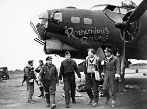 Usaaf Prints: American crew members of the 381st Bomb Group return to a Bomber station of the U. S
