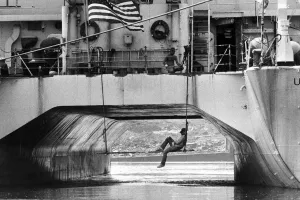 American deckhand, Bill Caron, finds shady rest in Glasgows Yorkhill Quay