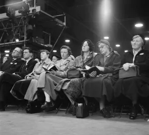 01163 Prints: American evangelist Billy Graham addressing a huge crowd of people at Kelvin Hall in