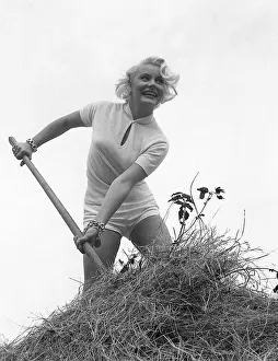Square Prints: American film actress Barbara Payton wearing white shorts