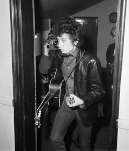American folk singer Bob Dylan in concert at the Royal Albert Hall