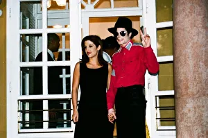 American pop singer Michael jackson with his new bride Lisa-Marie Presley during a visit