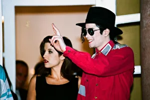 American pop singer Michael jackson with his new bride Lisa-Marie Presley during a visit