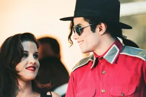 American pop singer Michael jackson with his new bride Lisa-Marie Presley during a visit