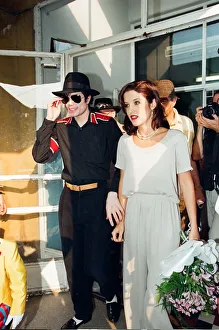 American pop singer Michael jackson with his new bride Lisa-Marie Presley during a visit