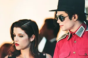 American pop singer Michael jackson with his new bride Lisa-Marie Presley during a visit