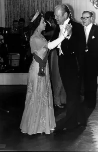 World Leaders Prints: American President Gerald Ford dances with Queen Elizabeth II during a White House state