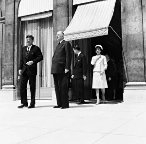 President Of The United States Prints: American president John F Kennedy with French President Charles De Gaulle at the Elysee