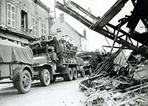 American Red Cross Nurses on their way to the River Seine battle travel in the back of