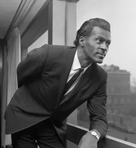 American Rhythym and Blues singer Chuck Berry at a press reception in London