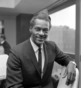 American Rhythym and Blues singer Chuck Berry at a press reception in London