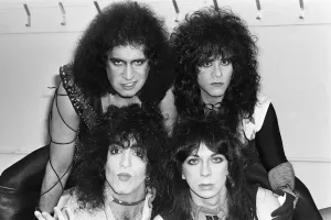 Kiss Prints: American rock group Kiss seen here in a very quick break between numbers at their concert