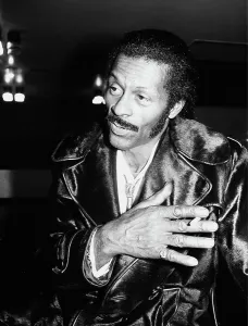 Cigarette Prints: American rock n roll singer Chuck Berry smoking a cigarette after a concert