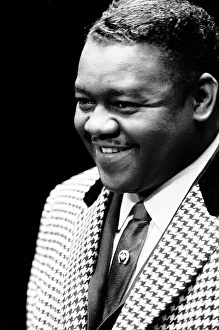 American rock and roll star Fats Domino at the piano on the stage of the Saville Theatre