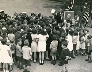 American sailors visit Washington Co Durham England home of George Washington family