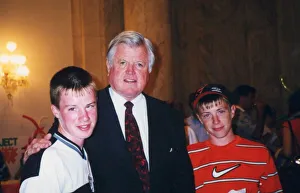 Teddy Prints: American Senator Edward Kennedy with brothers Dennis and Pat Mulcahy during 25th
