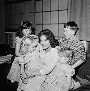 American singer Connie Francis pictured with her adopted children