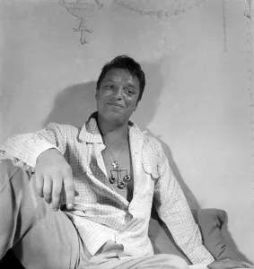 American Singer Guy Mitchell in his hotel room at the Savoy following his arrival in
