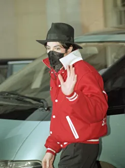 Face Mask Prints: American singer Micael jackson wearing a face mask en route to the Brit Awards ceremony