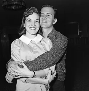 01115 Prints: American singer Pat Boone and his wife Shirley pictured a the Dorchester Hotel were they