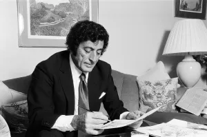 Hotel Prints: American singer Tony Bennett, in England for a concert tour, at his London hotel