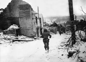 Ardennes Prints: American soldiers of the US 2nd Armoured Division advance in the role of infantry
