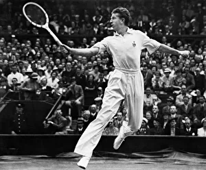 American tennis Player Don Budge in action during a Mens Singles match at Wimbledon in