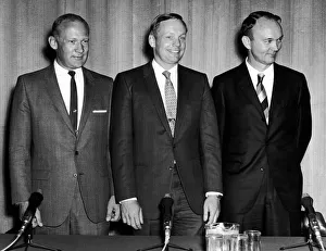 Ties Prints: Americas three Apollo 11 astronauts seen here at a press conference at the US