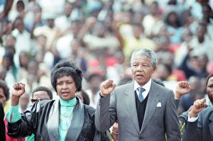 Images Dated 7th February 2011: ANC leader Nelson Mandela with his wife Winnie in Soweto, Johannesburg