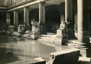 Columns Prints: Ancient Roman Baths at Bath Avon Roman Bath house Roman columns seating