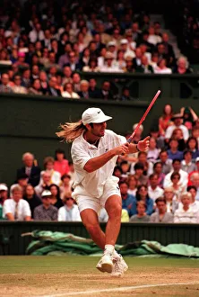Championships Prints: ANDRE AGASSI IN THE WIMBLEDON TENNIS 1992 FINAL 06 / 07 / 1992