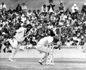 Images Dated 13th July 1976: Andy Roberts, West Indies cricketer in action during their third test match against