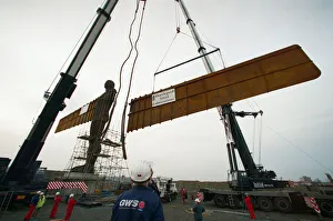 The Angel of the North is erected in Gateshead by staff from Hartlepool Fabrications