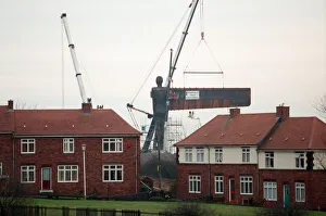 The Angel of the North is erected in Gateshead by staff from Hartlepool Fabrications