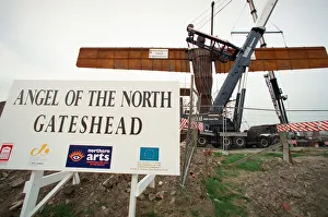 The Angel of the North is erected in Gateshead by staff from Hartlepool Fabrications